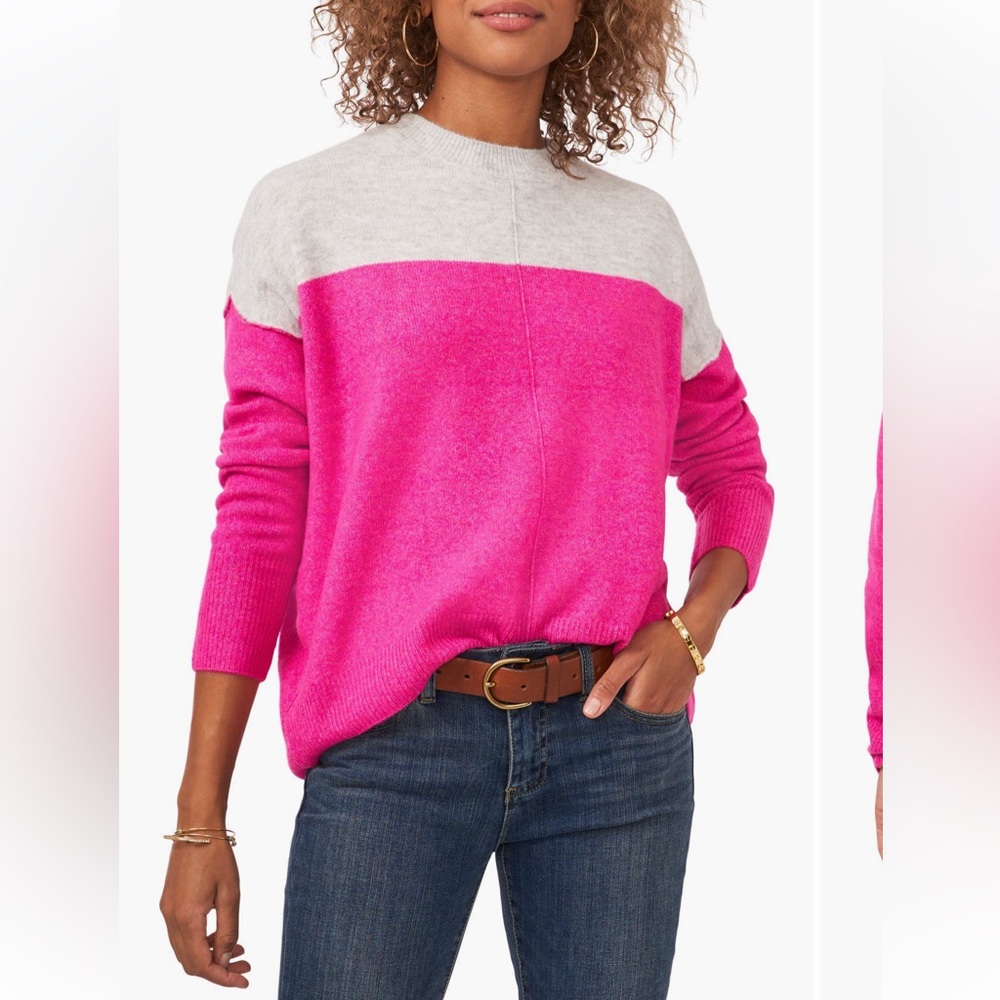 Vince Camuto Fuchsia and Gray Sweater